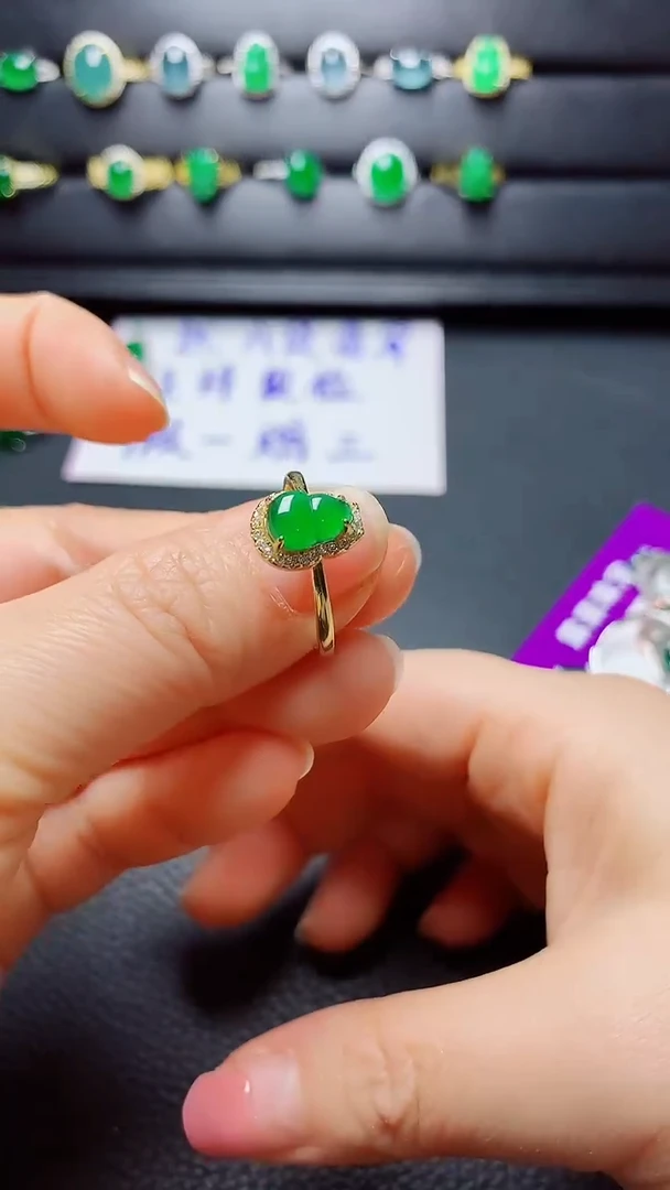 银S925镶嵌戒指翡翠   天然翡翠A货s925银镶