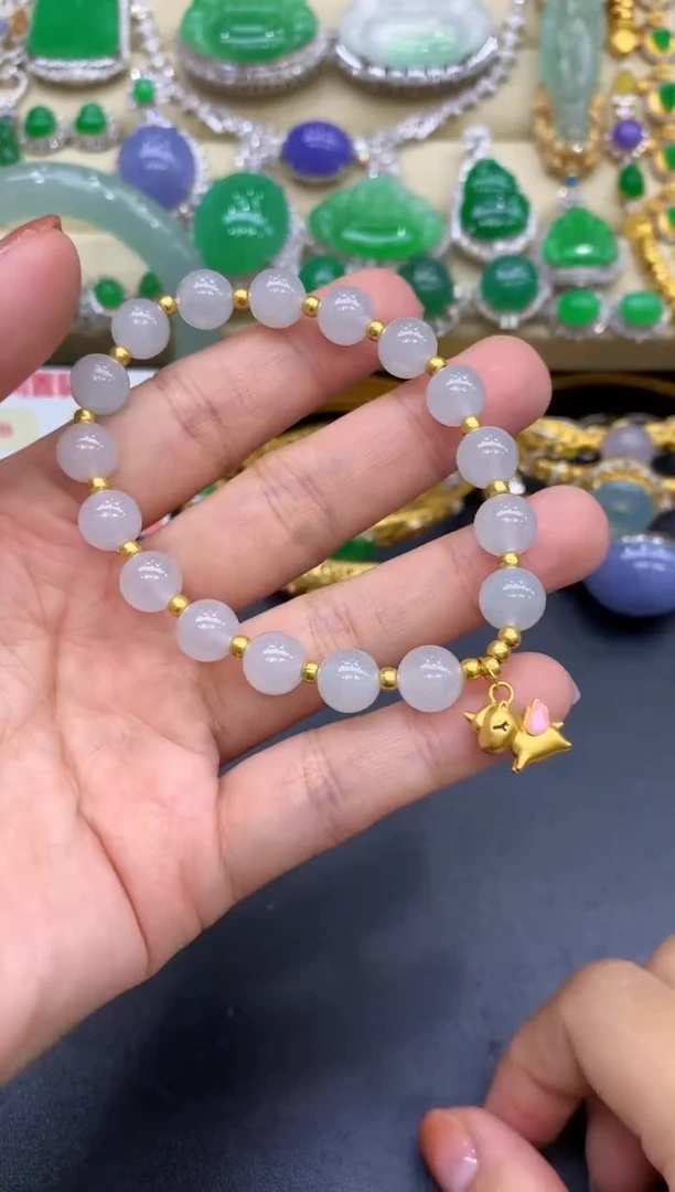 足金镶嵌手链翡翠210-中国好珍宝