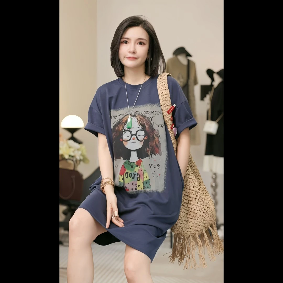 【普瑟琳设计师品牌】夏季清凉时尚眼镜女孩百搭连衣裙 19773 X