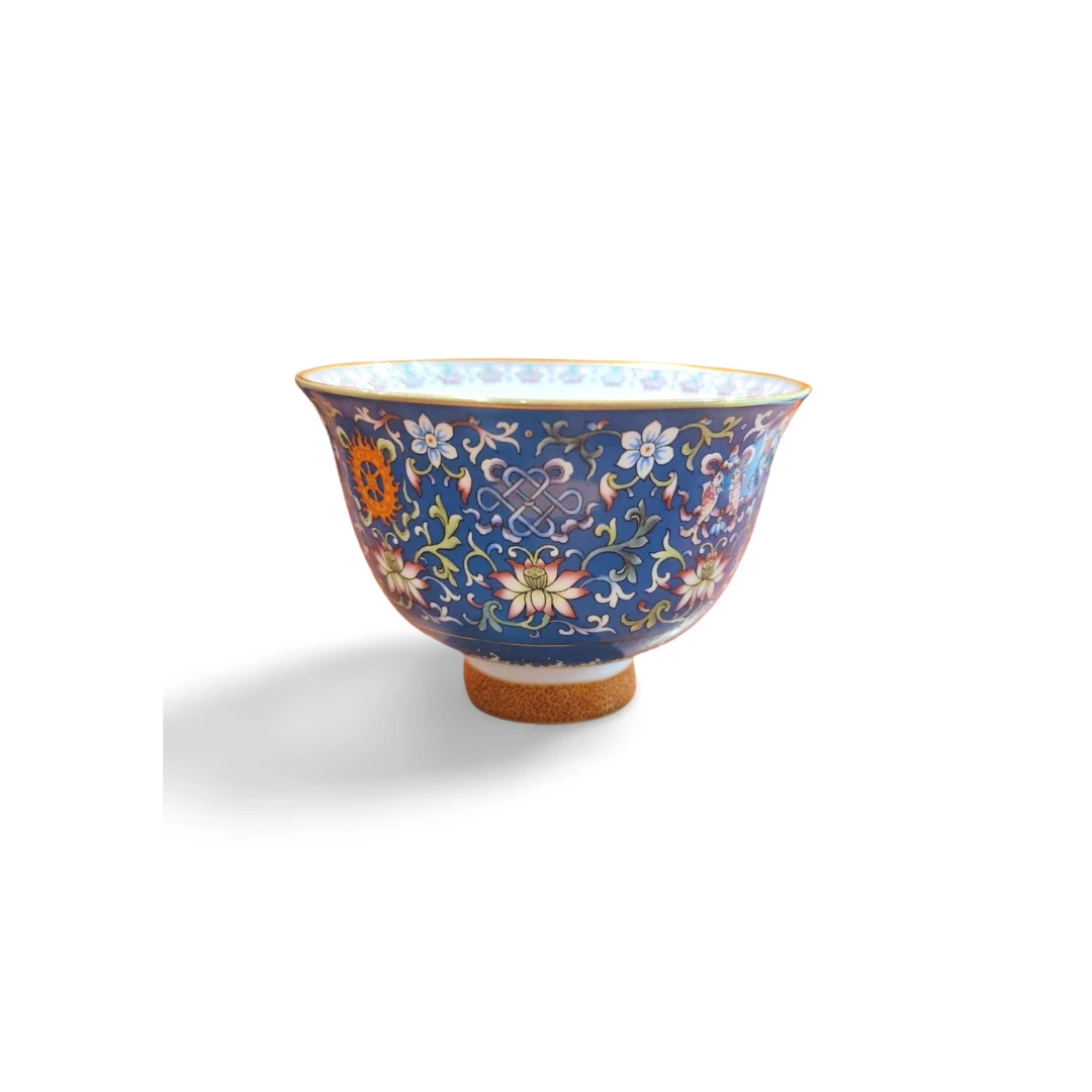 吉祥八宝藏式元素陶瓷金边釉上彩家藏文化元素男士女士藏式茶碗