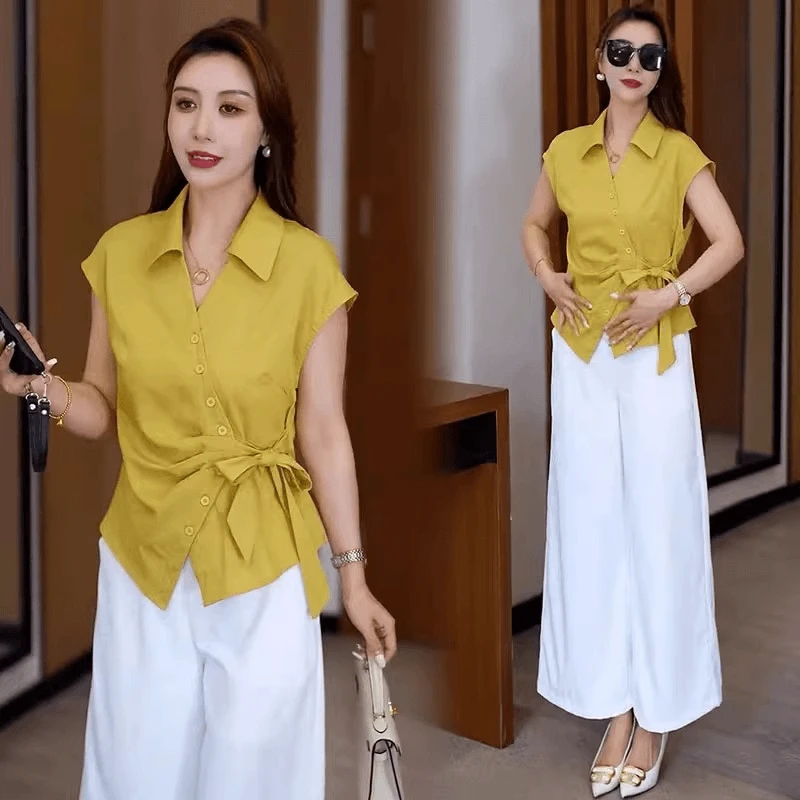 2025小个子撞色气质薄款夏季时尚套装洋气减龄显瘦百搭时尚洋气