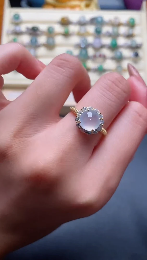 银S925镶嵌戒指翡翠777777+4