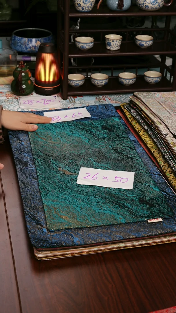 【l鎏金蓝绿双面】中国风干泡织锦茶席33*65