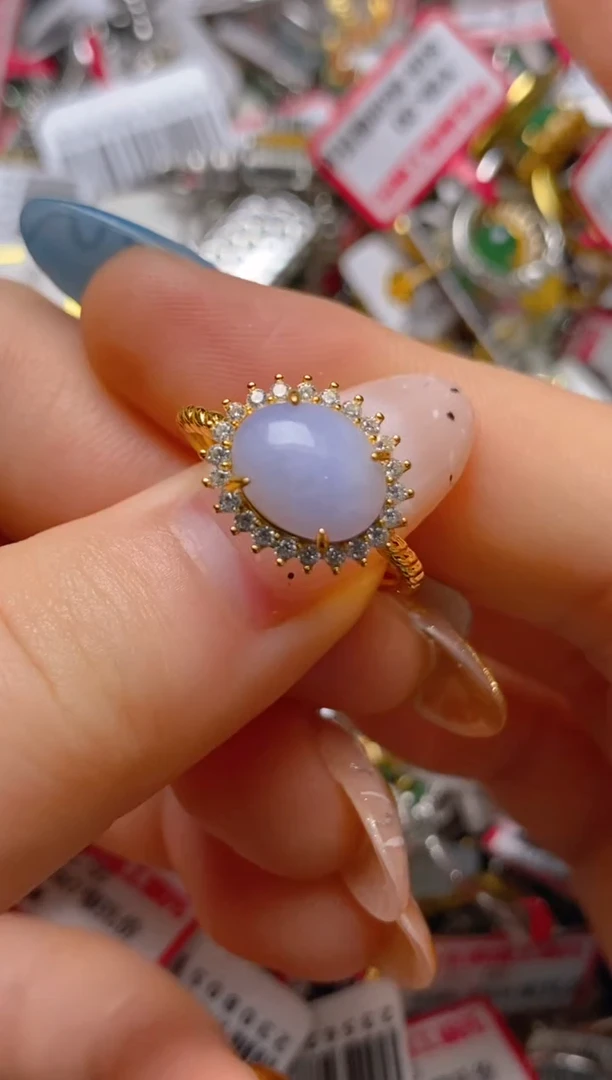 银S925镶嵌戒指翡翠百内无证书