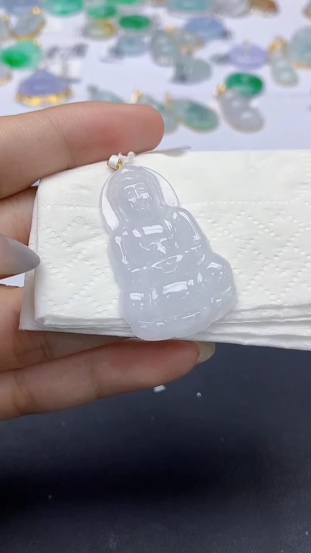 翡翠18K金镶嵌颈饰天然缅甸a货翡翠