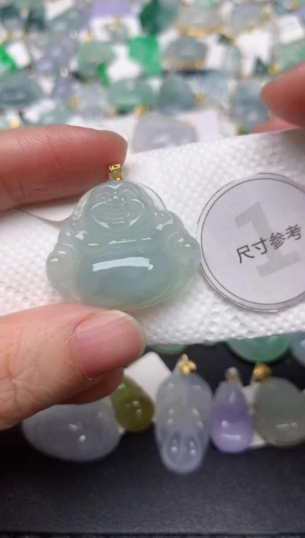 颈饰18K金镶嵌翡翠天然缅甸A货翡翠