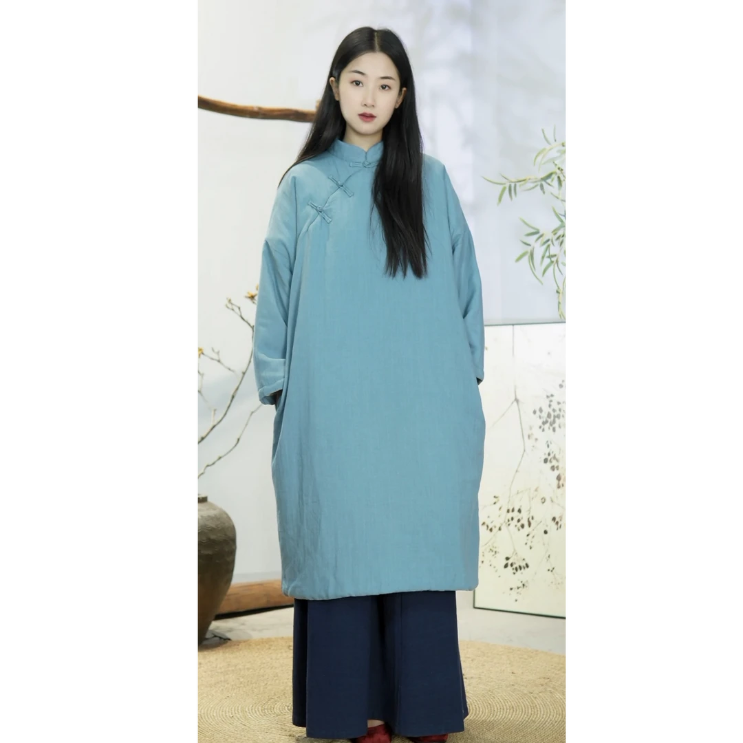 【雨巷】清冷禅意宽松加棉旗袍/民国风复古风