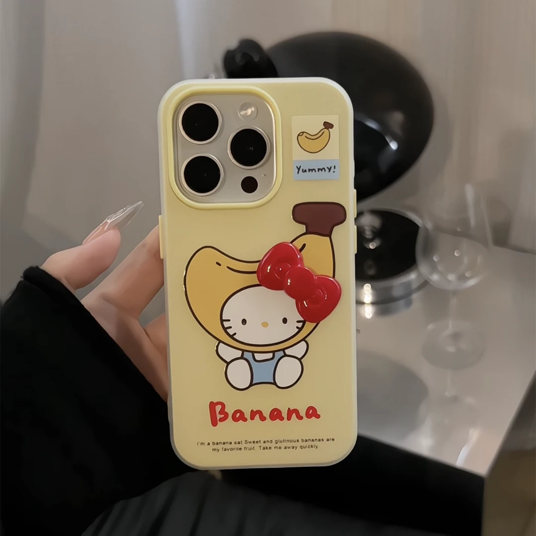 香蕉头套猫咪适用苹果16华为P70oppo小米15vivo果冻二合一手机壳