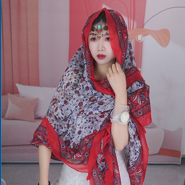 阿勒泰系列夏日防晒民族风披肩中式盘扣女旅游拍照透气披风斗篷