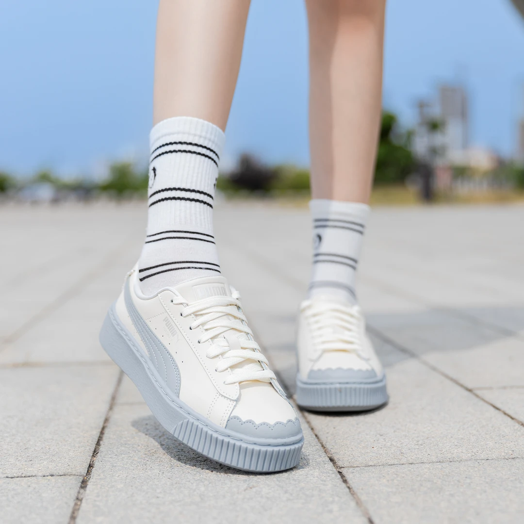 【流光风】PUMA彪马女鞋秋季款系带百搭灰白运动鞋舒适耐磨休闲板鞋