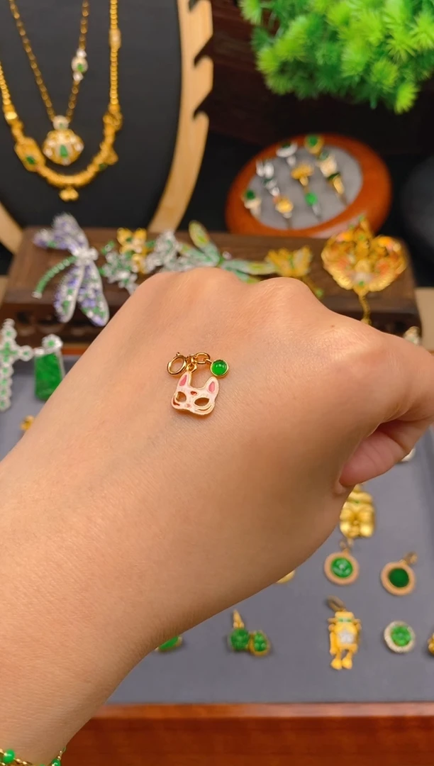 【闪购商品】翡翠吊坠(不含链)银S925镶嵌狐狸面具