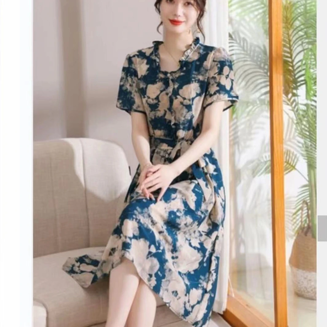 【撤柜断码甩】M1686女装百搭连衣裙气质时尚休闲中长款裙子