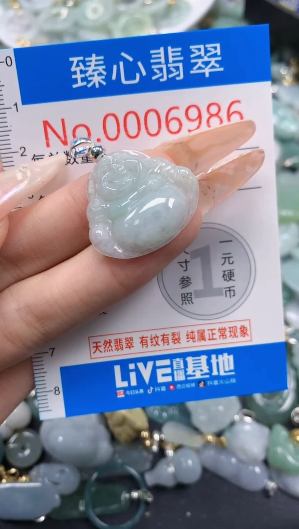 翡翠未镶嵌颈饰含绳0006986