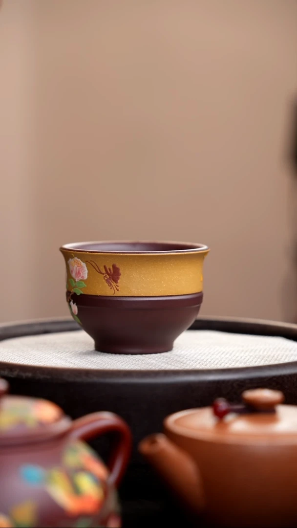 茶壶紫砂黄金段双色玉兰杯