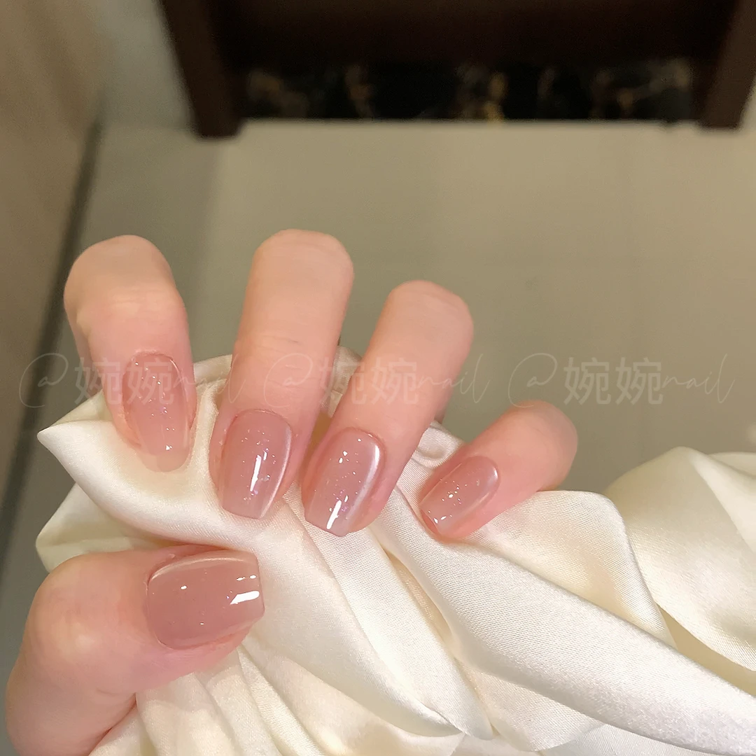 【肤凝脂】纯手工简约猫眼闪粉百搭设计穿戴甲