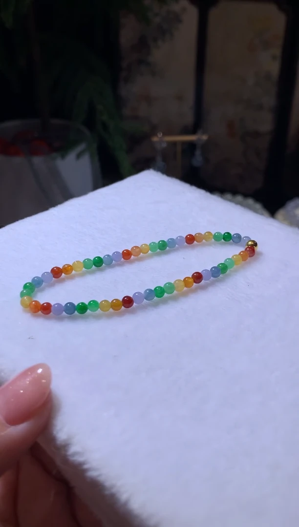 未镶嵌定制翡翠3.7多巴胺珠链