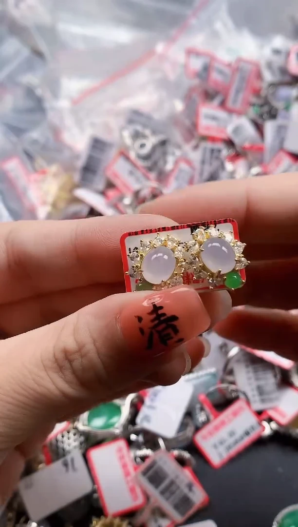 银S925镶嵌戒指翡翠天然A货缅甸翡翠