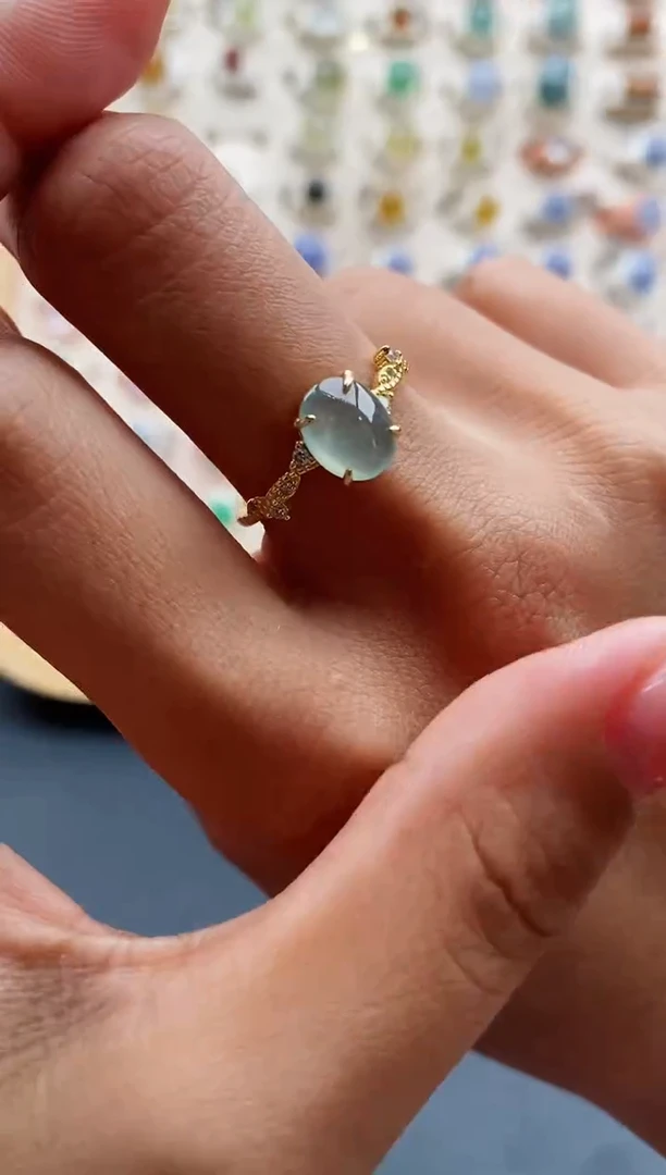 【闪购商品】翡翠戒指银S925镶嵌缅甸天然A货翡翠333  1-10