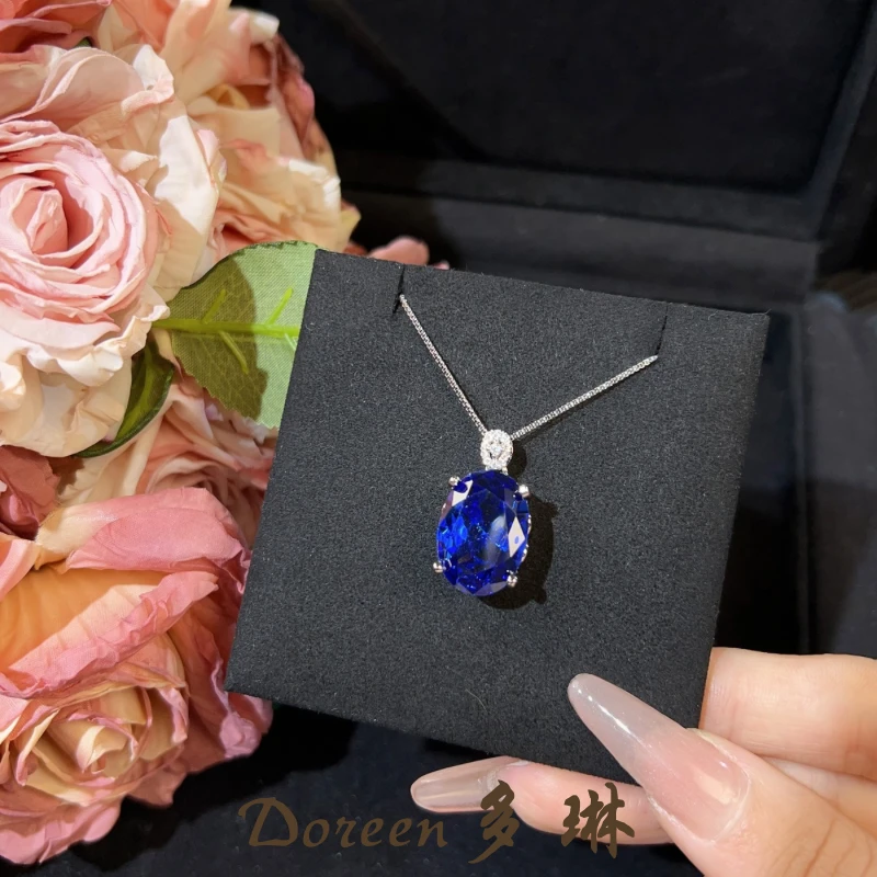 铜合金项链 宝蓝色椭圆项链CS547