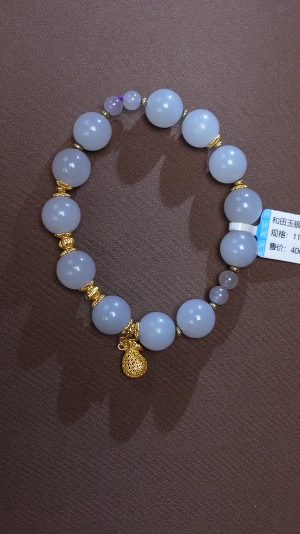 未镶嵌手链和田玉和田玉烟紫手串11mm