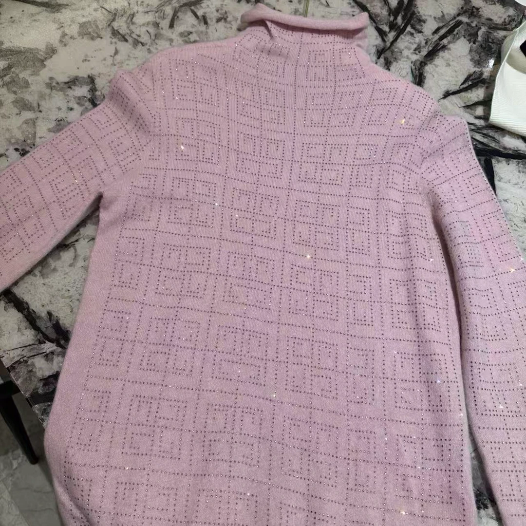 闪闪亮片高领羊毛针织衫女宽松套头毛衣打底上衣(C3-11)11025