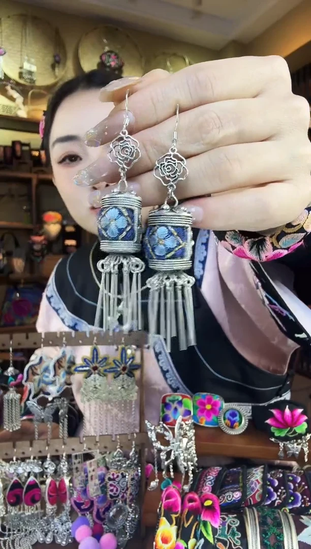 刺绣非遗刺绣民族风耳环