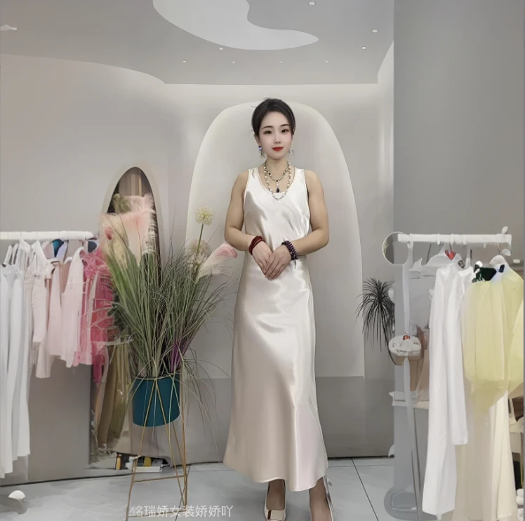 【婀娜多姿】知性优雅连衣裙鱼尾背心裙缎面高级光泽感显瘦连衣裙