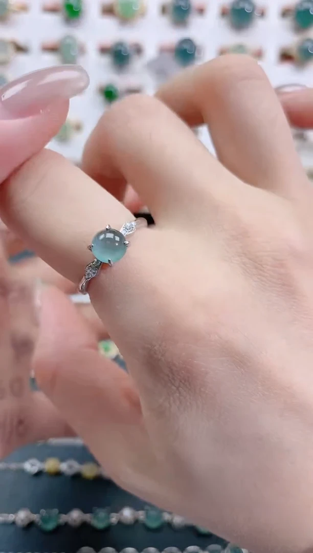 银S925镶嵌戒指翡翠天然翡翠