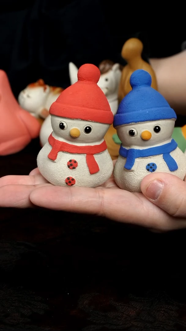 茶壶紫砂一对雪人茶宠