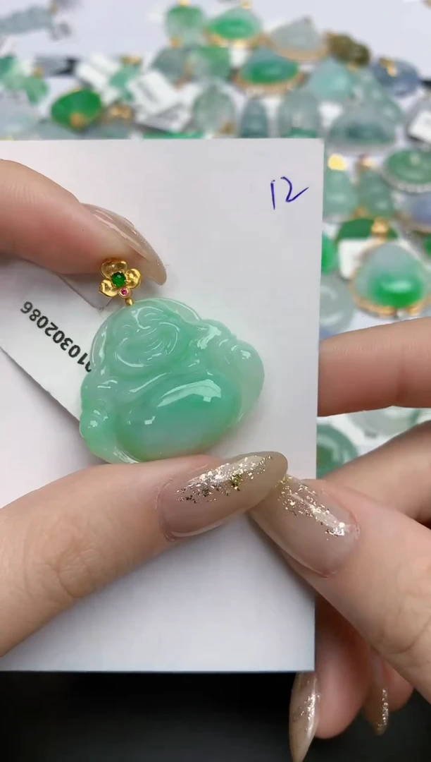 【闪购商品】翡翠颈饰18K金镶嵌天然缅甸翡翠A货