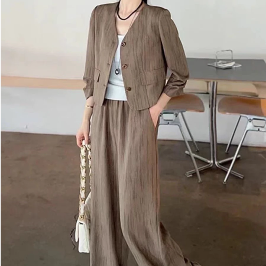 早秋时尚穿搭【8809】洋气新款职业西装休闲套装百搭气质宽松显瘦