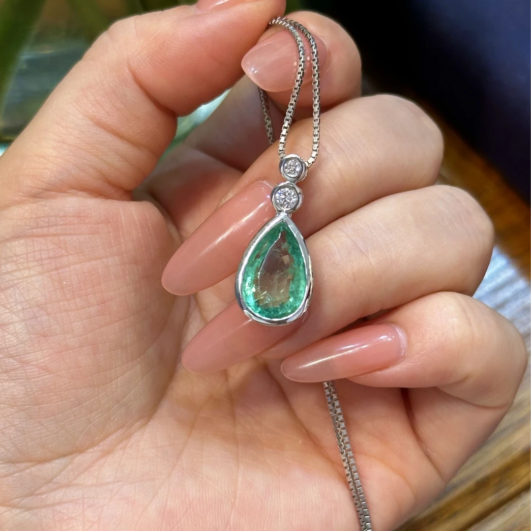 【暹罗珠宝】天然祖母绿吊坠PT950铂金镶嵌 57518