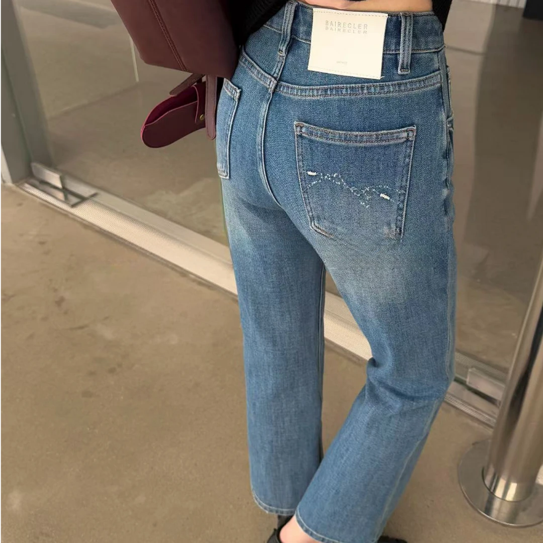 N+定制98169娘自留九分喇叭裤显瘦气质时尚微喇高腰百搭