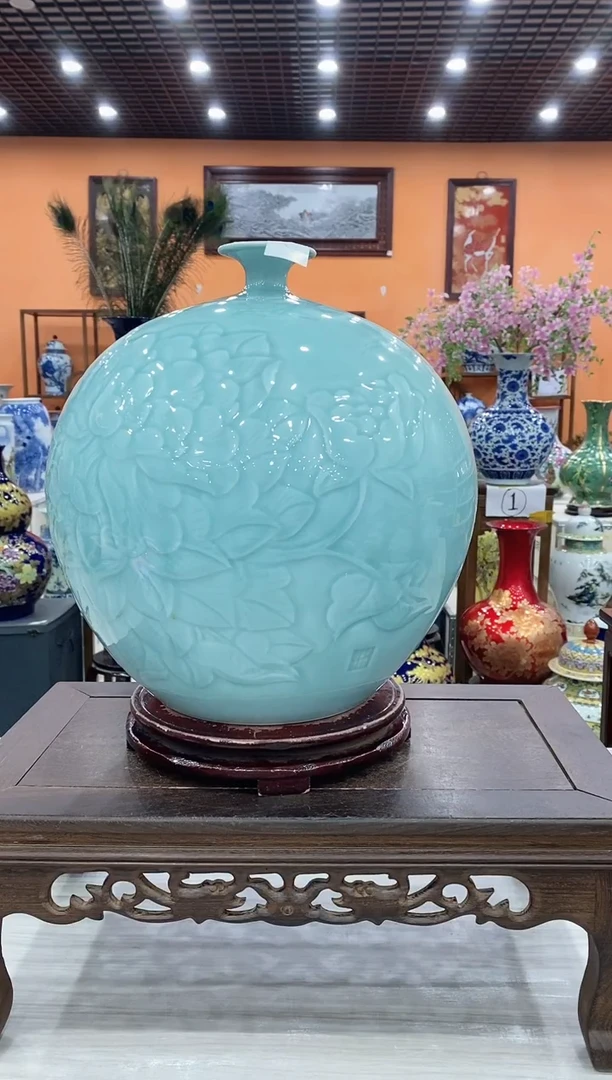 摆件陶瓷摆件A001石榴瓶+旋转底座