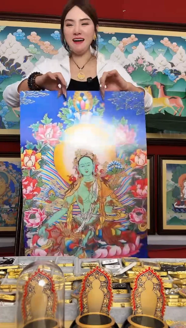 吊坠绿妈妈-热贡纯手绘周毛