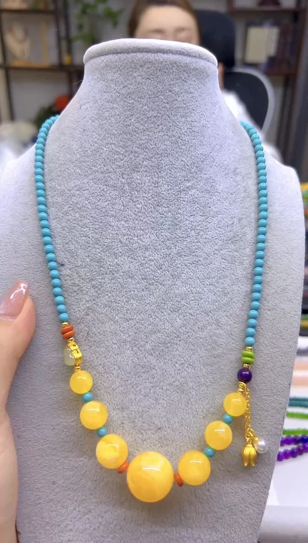 未镶嵌颈饰蜜蜡DIY款X665