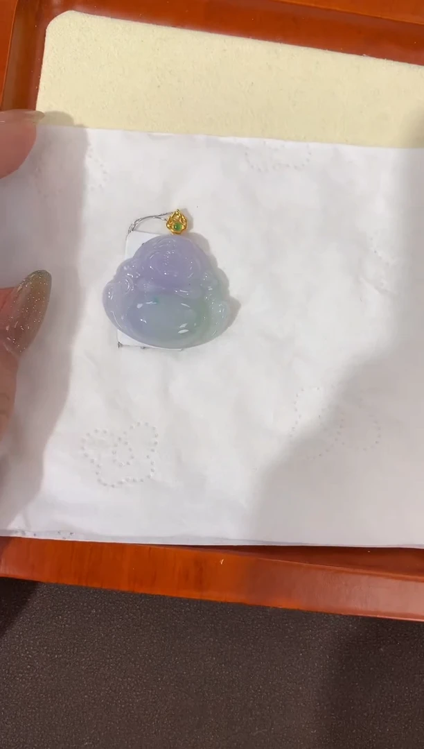 【闪购商品】翡翠颈饰18K金镶嵌天然缅甸a货翡翠