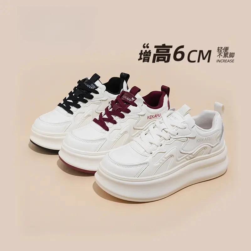 可卡芙【隐形增高6CM】百搭厚底2025小白鞋ins时尚休闲同款