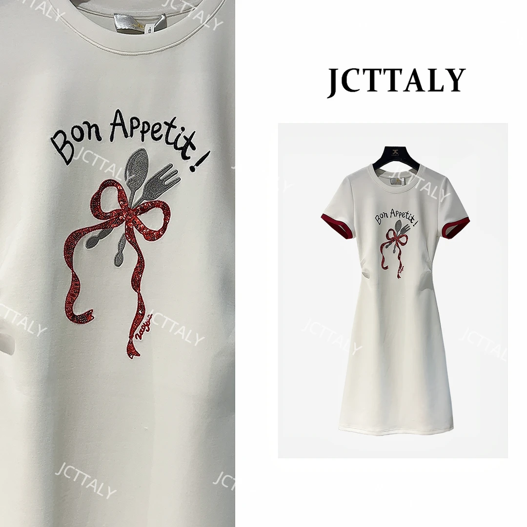 【宠粉价】法式小清新红白刺绣减龄收腰夏季新款连衣裙女JC-A4081