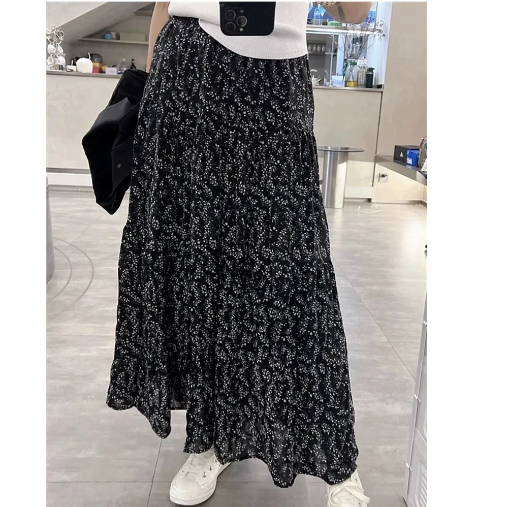 韩系气质新款碎花裙松紧腰显瘦百搭宽松大码女半身裙