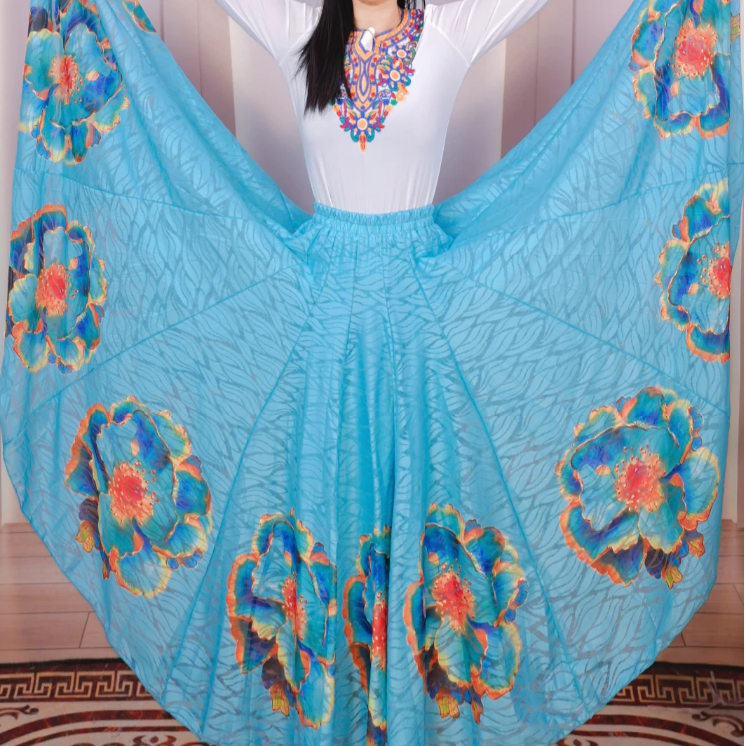 A-23 新疆《花瓣倾诉》时尚定位印花半身裙/720大摆/带衬裙