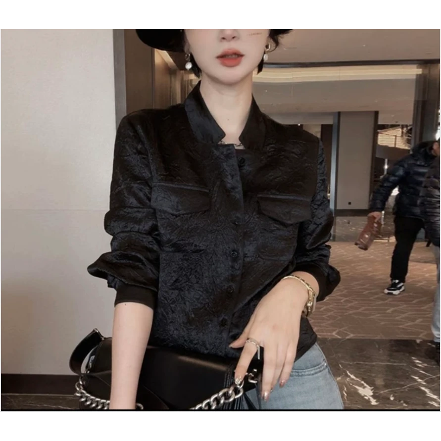 100%醋酸长袖气质百搭女式小衫25DAK0828