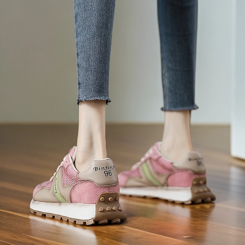 GPTSu热卖粉色系拼色百搭运动鞋透气网面设计走路舒适女士潮流款