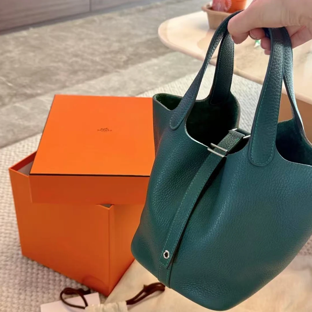 99新 Hermes/爱马仕 6326|爱马仕22菜篮子手提包a刻tc皮