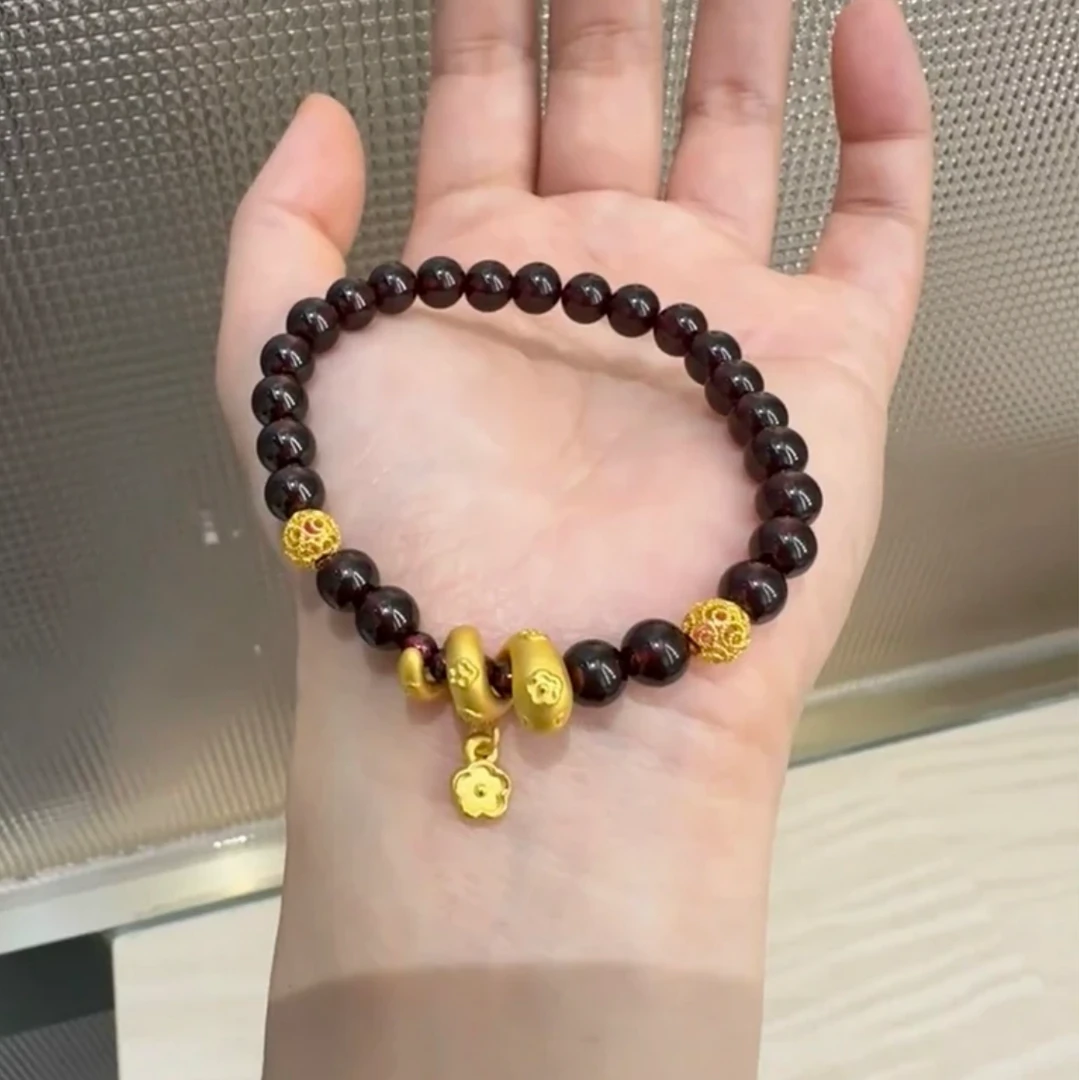 瑞诺黄金卷卷蛇石手串女新款足金999小众生肖蛇本命年礼物送女友