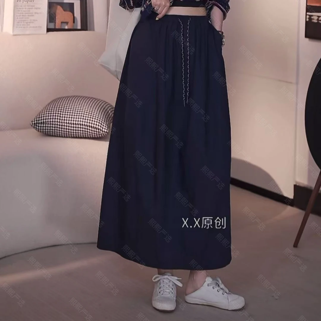 XX.YX（暮光）100-棉轻薄透气松紧腰花苞半身裙5138