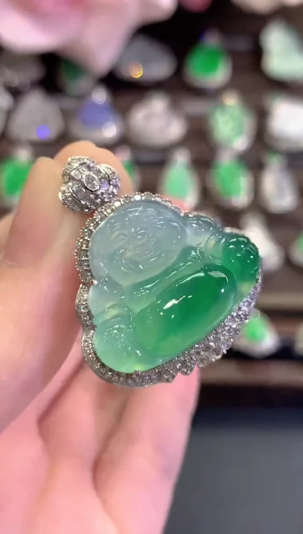 吊坠(不含链)18K金镶嵌翡翠秋日珠宝W106