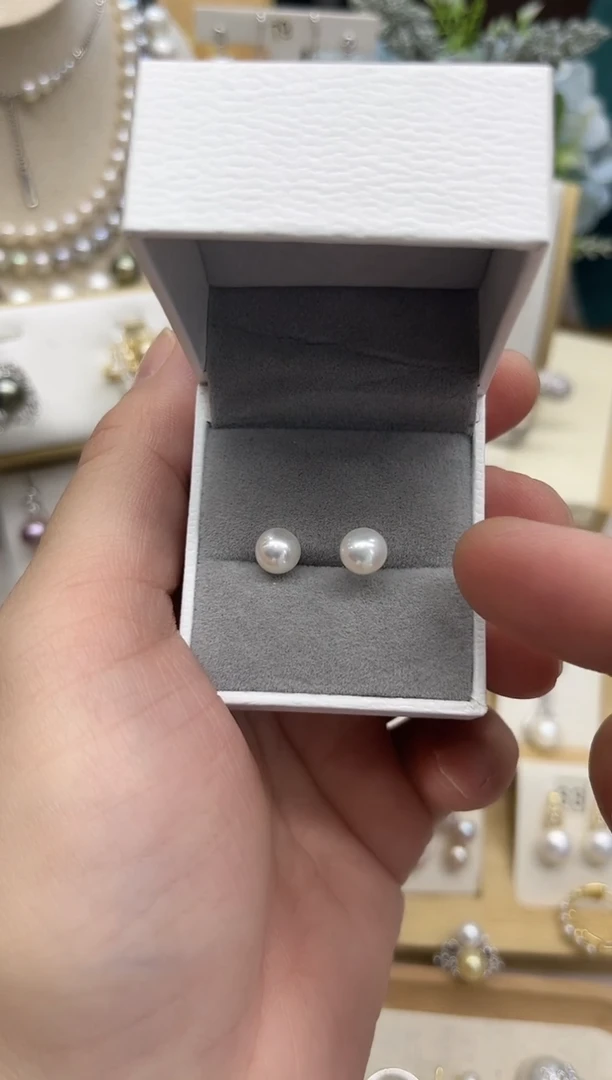 未镶嵌淡水珍珠耳钉6-7毫米素钉耳钉