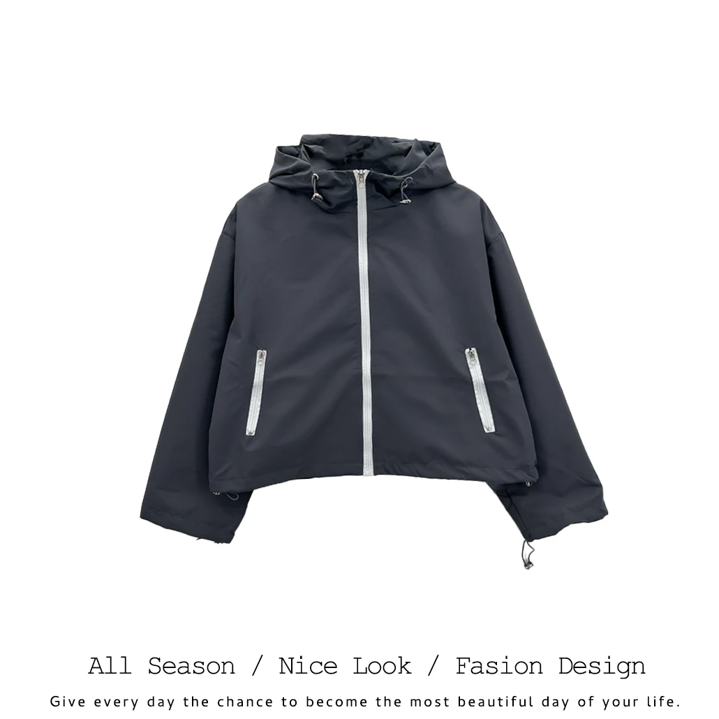 593  连帽休闲冲锋衣外套短款慵懒风宽松夹克衫外套#2255