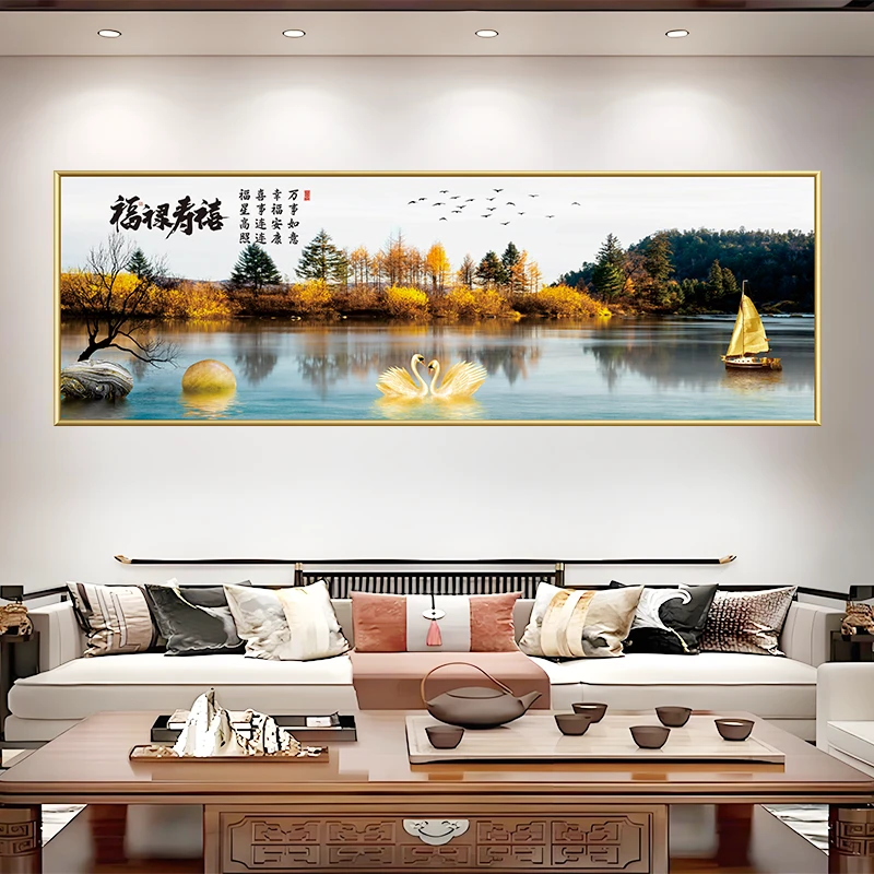 福禄寿禧-装饰画玄关入户门对门挂画壁画客厅沙发背景墙床头画17